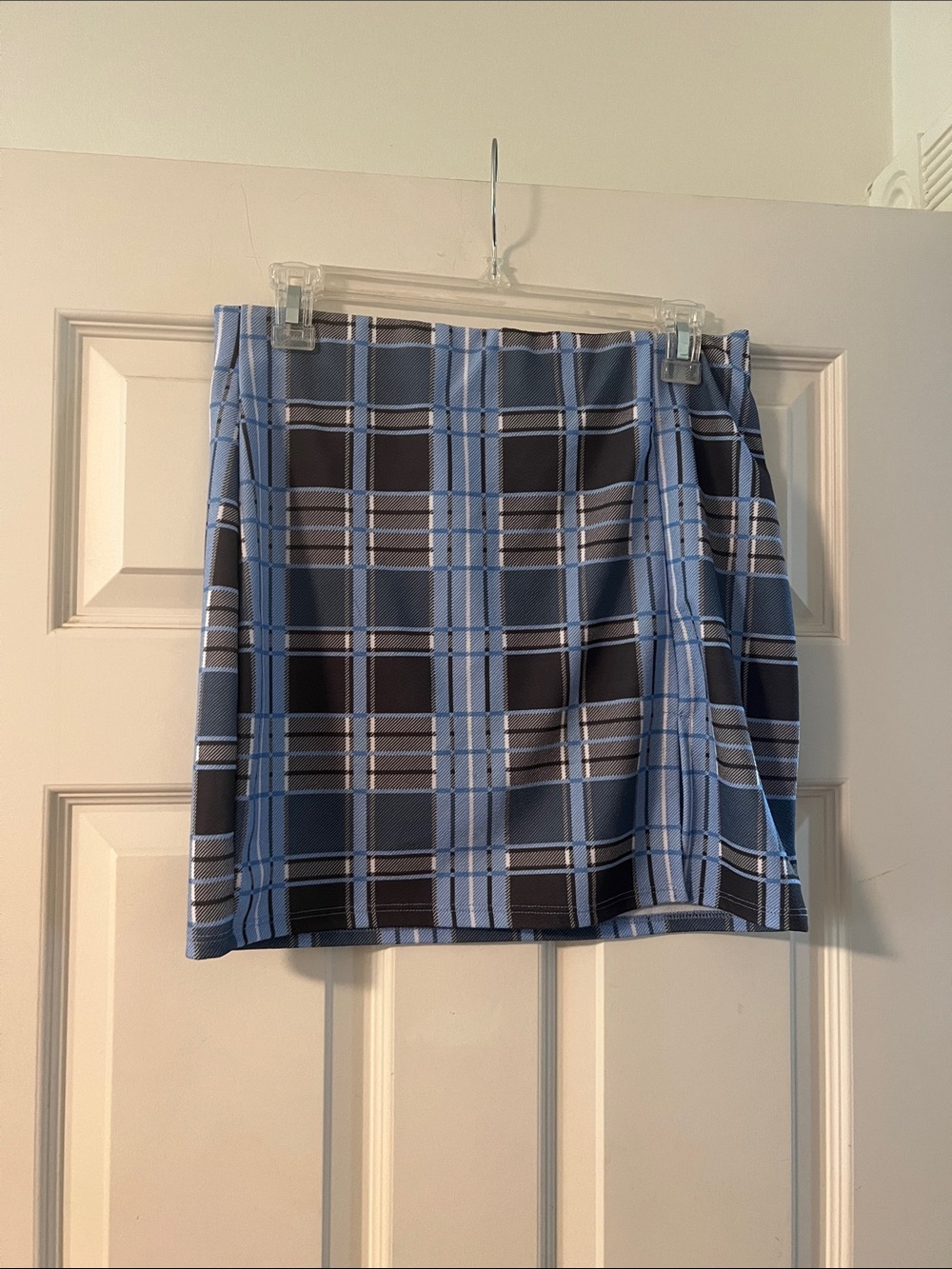 Fashion Nova Light Blue Plaid Mini Skirt